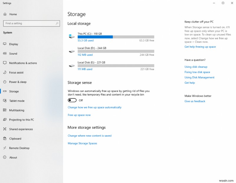Làm cách nào để vô hiệu hóa Storage Sense trong Windows 10