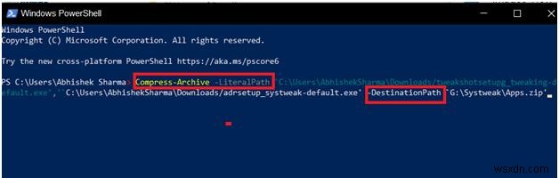 Cách nén/giải nén tệp bằng Powershell trên Windows 10