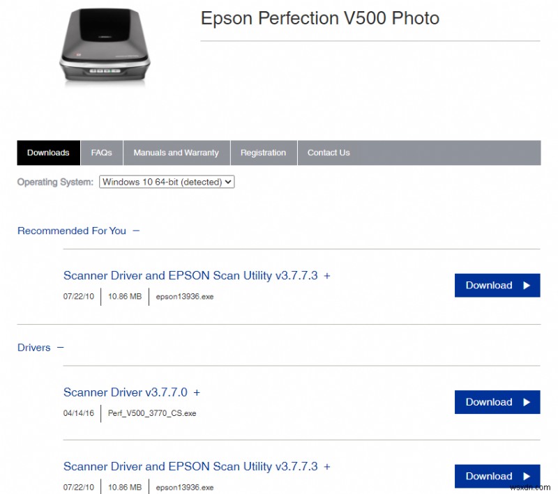 Cách tải xuống Trình điều khiển Epson Perfection V500