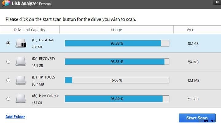 Cách tìm tệp nén trong Windows 10 bằng Disk Analyzer Pro