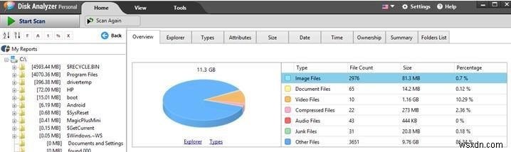 Cách tìm tệp nén trong Windows 10 bằng Disk Analyzer Pro