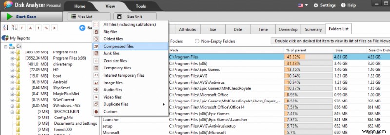 Cách tìm tệp nén trong Windows 10 bằng Disk Analyzer Pro
