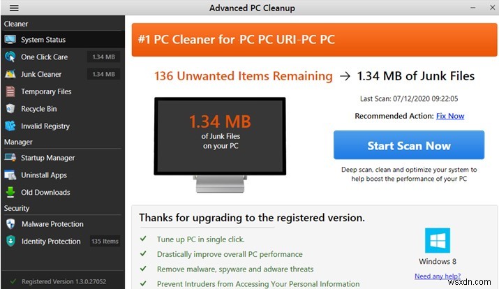 Làm cách nào để xóa thông tin cá nhân bằng Advanced PC Cleanup?