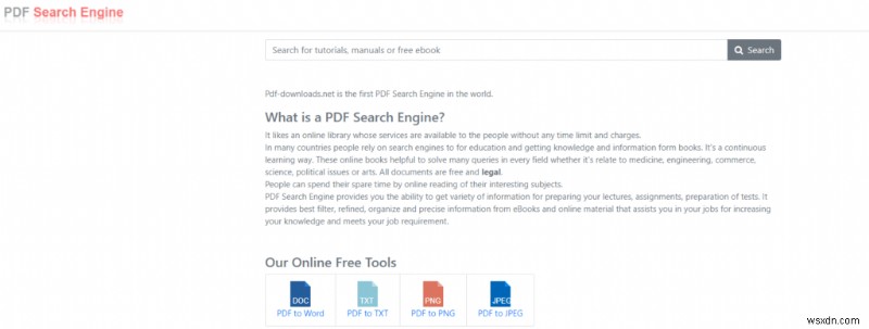 7 Trang web Công cụ Tìm kiếm PDF để Nhận Sách điện tử PDF Miễn phí