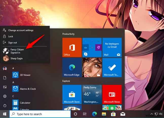 Cách chuyển đổi tài khoản người dùng trên Windows 10