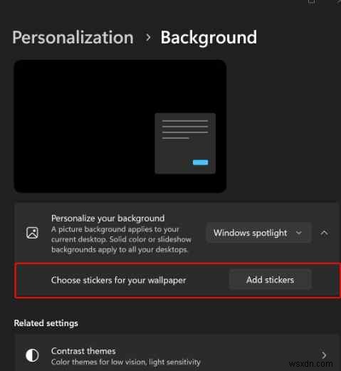 Cách bật Hình dán trên màn hình trong Windows 11