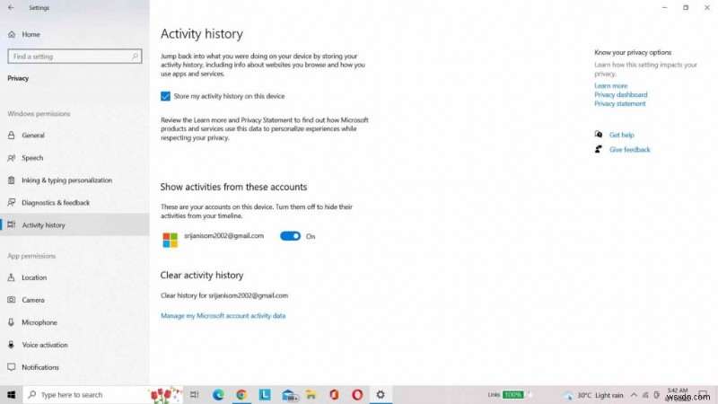 Cách xem lịch sử hoạt động trên PC chạy Windows 10
