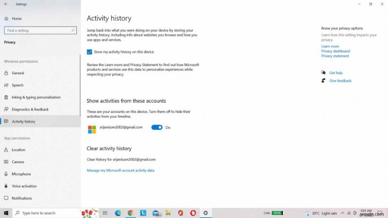 Cách xem lịch sử hoạt động trên PC chạy Windows 10