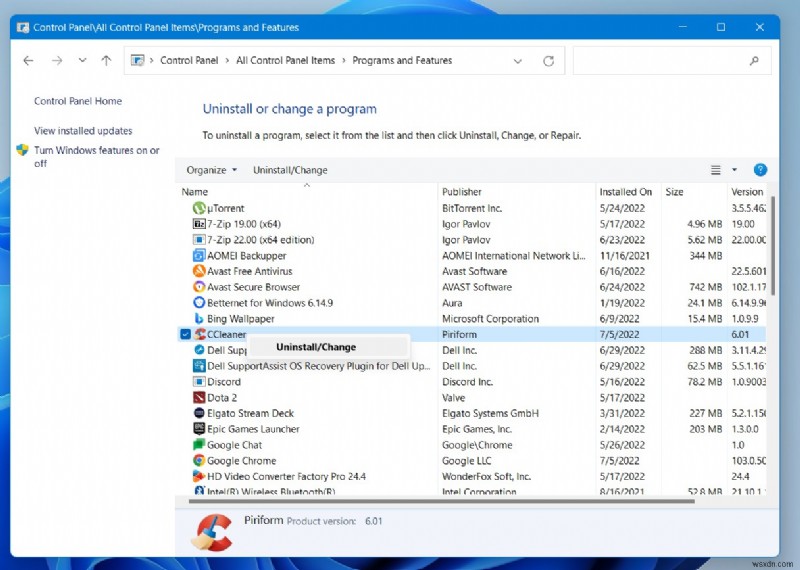 CCleaner sẽ không gỡ cài đặt trên Windows 10/11/8
