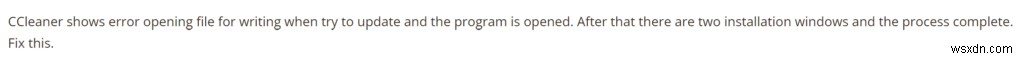 Lỗi mở tệp để ghi CCleaner trên Windows 11