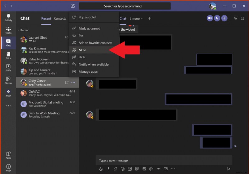 Cách xóa cuộc trò chuyện trong Microsoft Teams