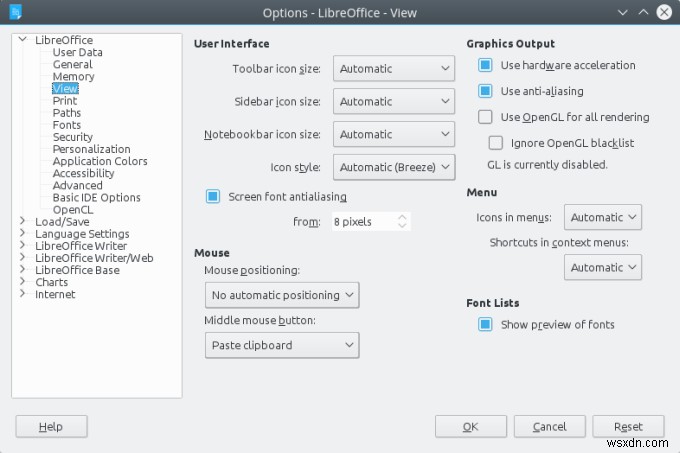 Cải thiện phông chữ giao diện LibreOffice trong KDE