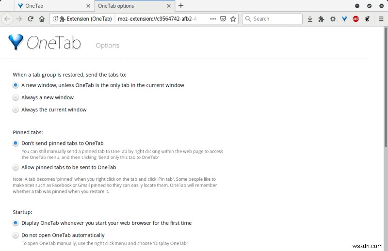 Firefox OneTab - Một tab để quản lý tất cả