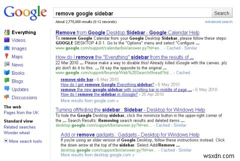 Cách xóa thanh bên mới trong Tìm kiếm của Google