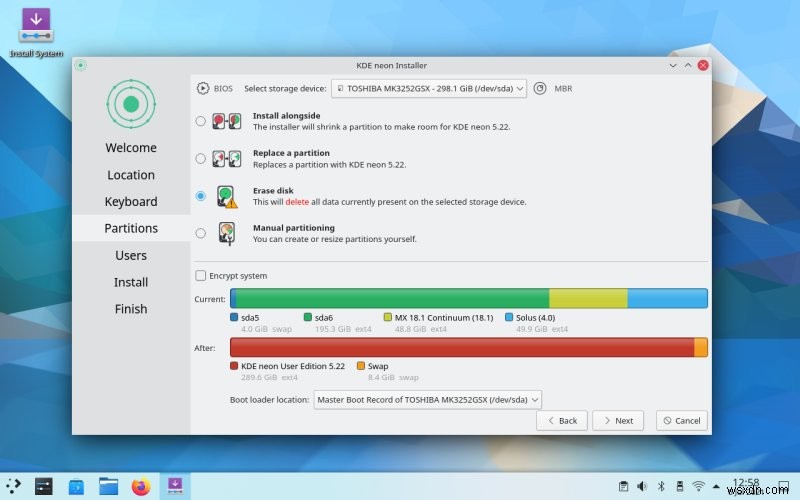 Máy tính xách tay LG 2009 của tôi đang chạy KDE neon