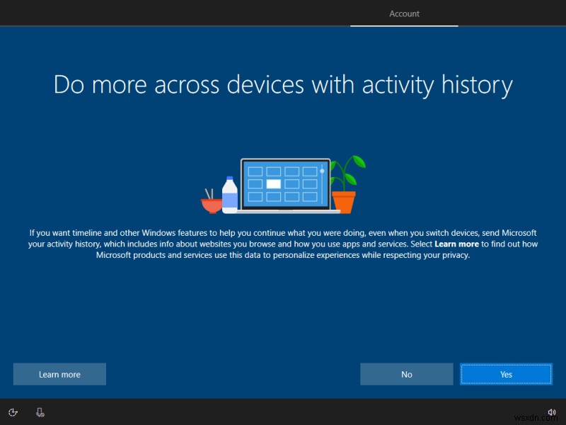 Windows 10 bản dựng gần đây &thiết lập tài khoản cục bộ