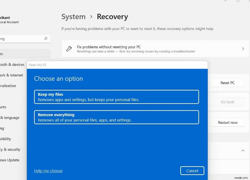 3 cách Factory Reset win 11 không mất dữ liệu 