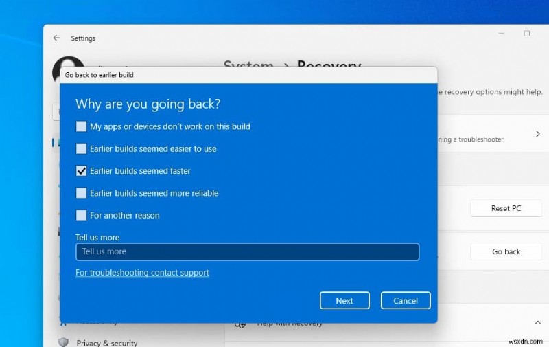 Cách gỡ cài đặt Windows 11 2022 Update (22H2) Rollback Build