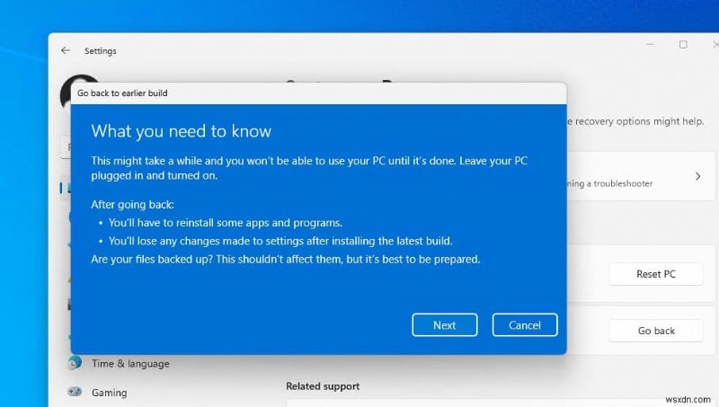 Cách gỡ cài đặt Windows 11 2022 Update (22H2) Rollback Build