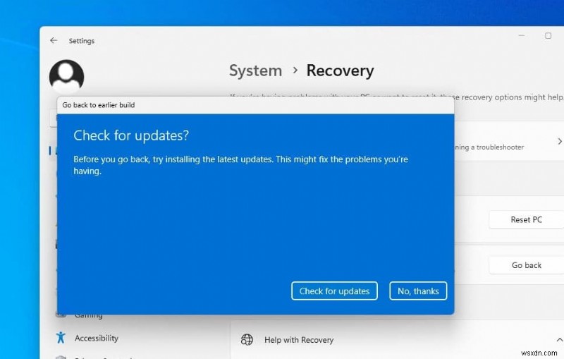 Cách gỡ cài đặt Windows 11 2022 Update (22H2) Rollback Build