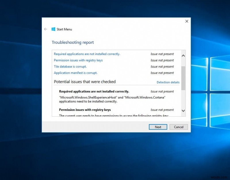 Khắc phục sự cố menu bắt đầu của Windows 10 bằng Trình khắc phục sự cố chuyên dụng