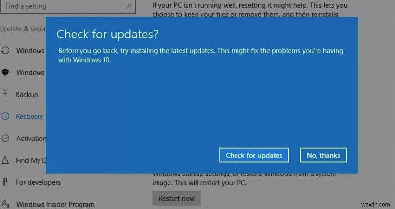 Cách khôi phục hoặc gỡ cài đặt windows 10 phiên bản 20H2,