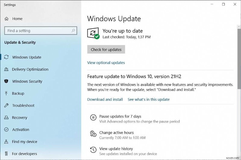 Không thể cài đặt bản cập nhật tính năng Windows 10 phiên bản 21H2 (5 giải pháp nhanh)