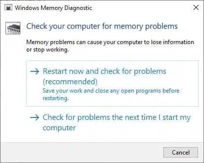 Chạy Công cụ chẩn đoán bộ nhớ Windows để khắc phục sự cố bộ nhớ