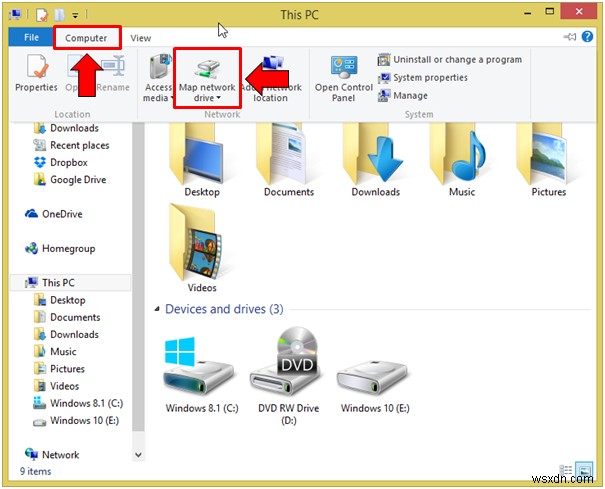 Ánh xạ OneDrive dưới dạng Ổ đĩa mạng trong Windows 8.1