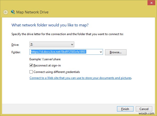 Ánh xạ OneDrive dưới dạng Ổ đĩa mạng trong Windows 8.1