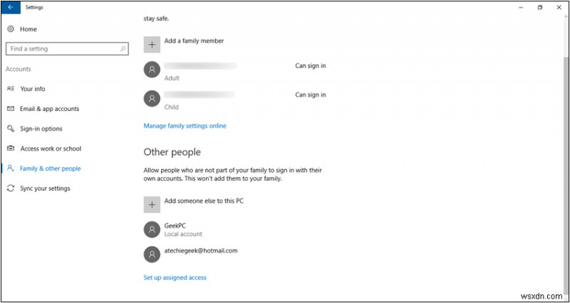 Cách quản lý tài khoản con trong Windows 10