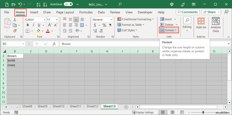 Khôi phục mức độ hiển thị:Hiện cột hoặc hàng đầu tiên trong Excel 