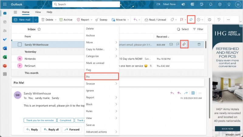 Dễ dàng ghim các email quan trọng trong Outlook:Hướng dẫn từng bước 
