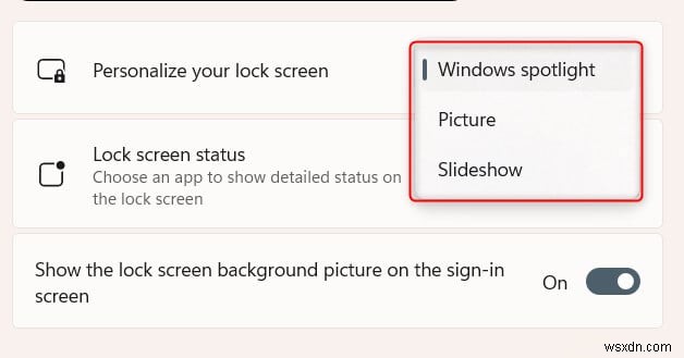Bật hoặc tắt Windows Spotlight trên màn hình khóa của bạn 