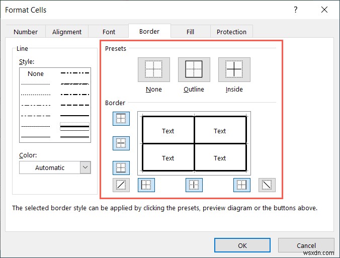 Cách áp dụng đường viền đậm và đường nét nâng cao trong Microsoft Excel 