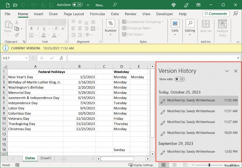 Lịch sử phiên bản Excel chính:Xem và khôi phục các phiên bản sổ làm việc trước đây một cách dễ dàng 