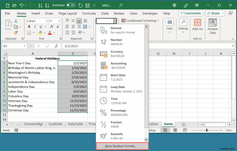 Chuyển đổi ngày tháng trong Excel thành tên ngày trong tuần một cách dễ dàng 