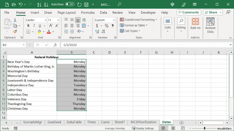 Chuyển đổi ngày tháng trong Excel thành tên ngày trong tuần một cách dễ dàng 