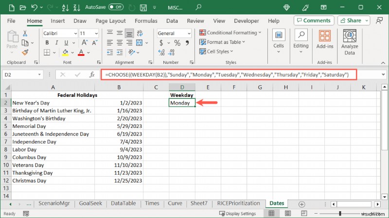 Chuyển đổi ngày tháng trong Excel thành tên ngày trong tuần một cách dễ dàng 