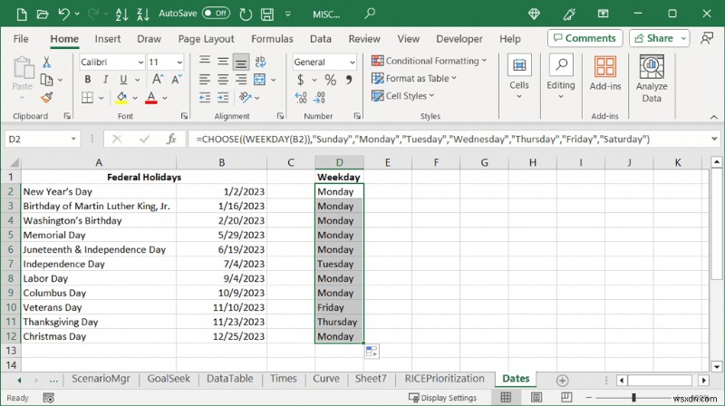 Chuyển đổi ngày tháng trong Excel thành tên ngày trong tuần một cách dễ dàng 