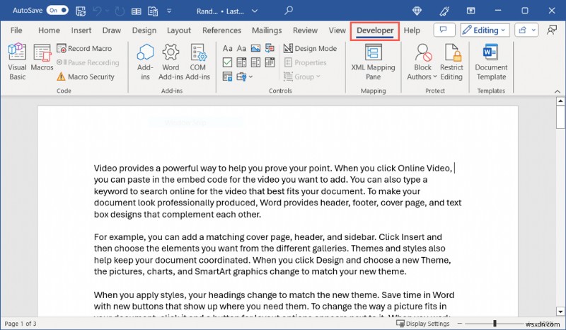 Kích hoạt và sử dụng tab nhà phát triển trong Microsoft Word:Hướng dẫn nhanh 