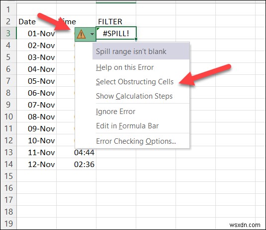 Giải quyết lỗi #SPILL trong Excel:Cách khắc phục từng bước để tràn mượt mà 