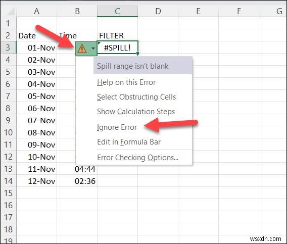 Giải quyết lỗi #SPILL trong Excel:Cách khắc phục từng bước để tràn mượt mà 