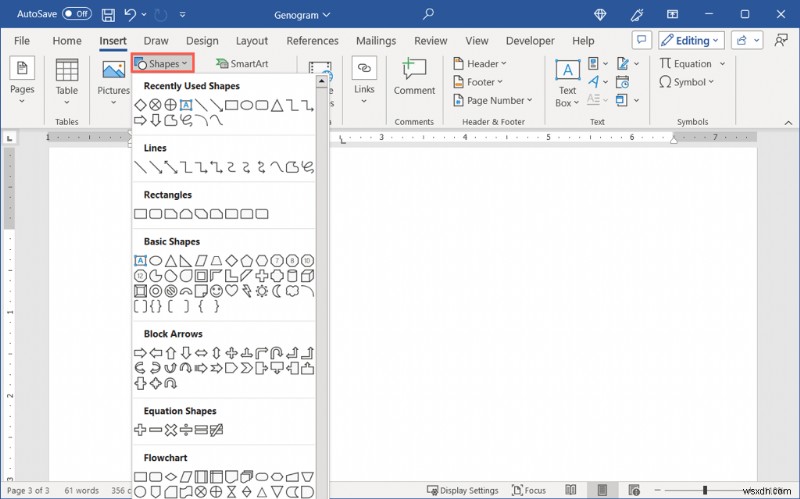 Tạo Genogram trong Microsoft Word:Hướng dẫn từng bước 