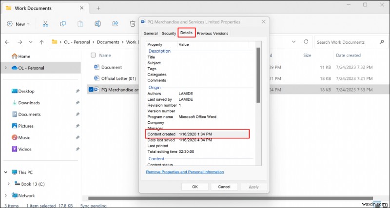 Khám phá thời điểm tài liệu Word được tạo hoặc sửa đổi trong Windows 