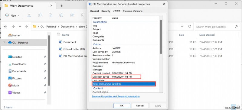 Khám phá thời điểm tài liệu Word được tạo hoặc sửa đổi trong Windows 