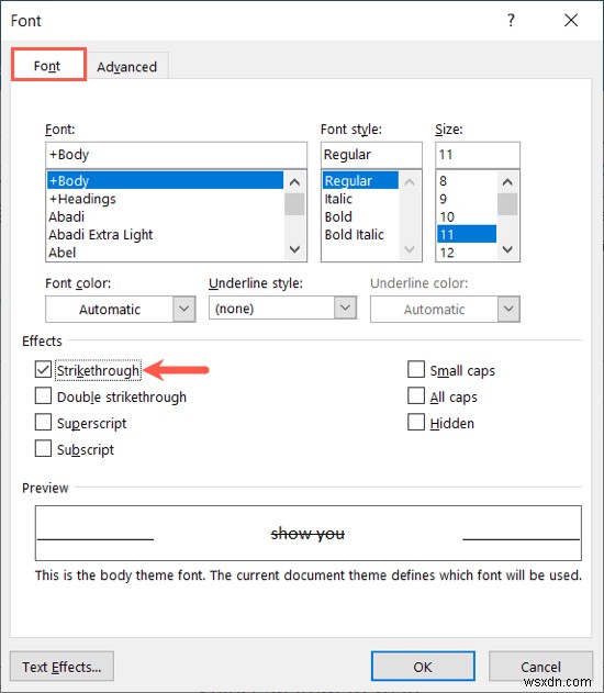 Hướng dẫn Áp dụng Chữ gạch ngang trong Microsoft Outlook 