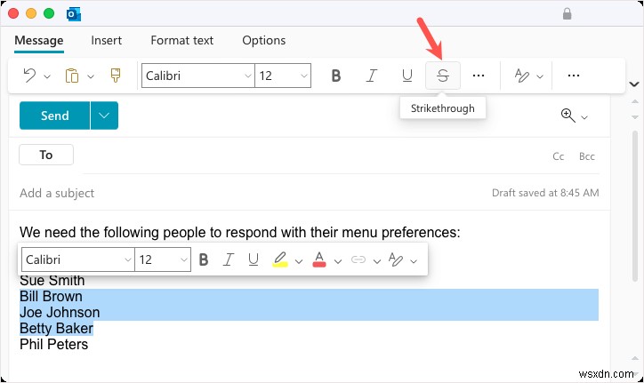 Hướng dẫn Áp dụng Chữ gạch ngang trong Microsoft Outlook 