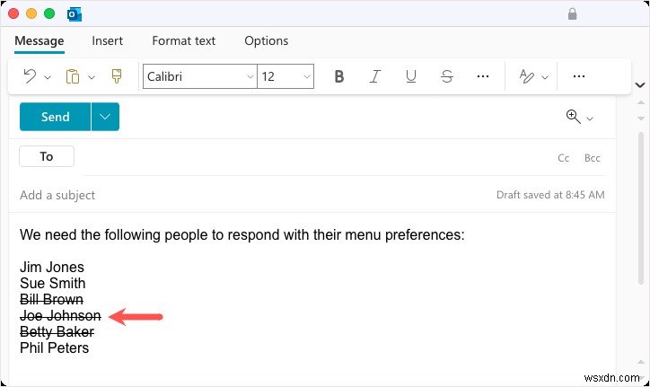 Hướng dẫn Áp dụng Chữ gạch ngang trong Microsoft Outlook 