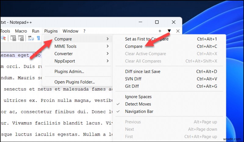 Hướng dẫn từng bước:So sánh hai tệp trong Notepad++ 